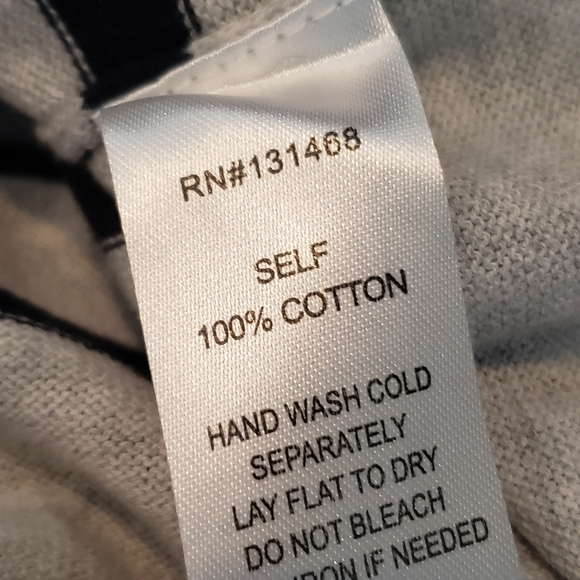 FATE Gray Navy Stripe V-neck Cotton Lightweight Sweater M - Picture 6 of 8